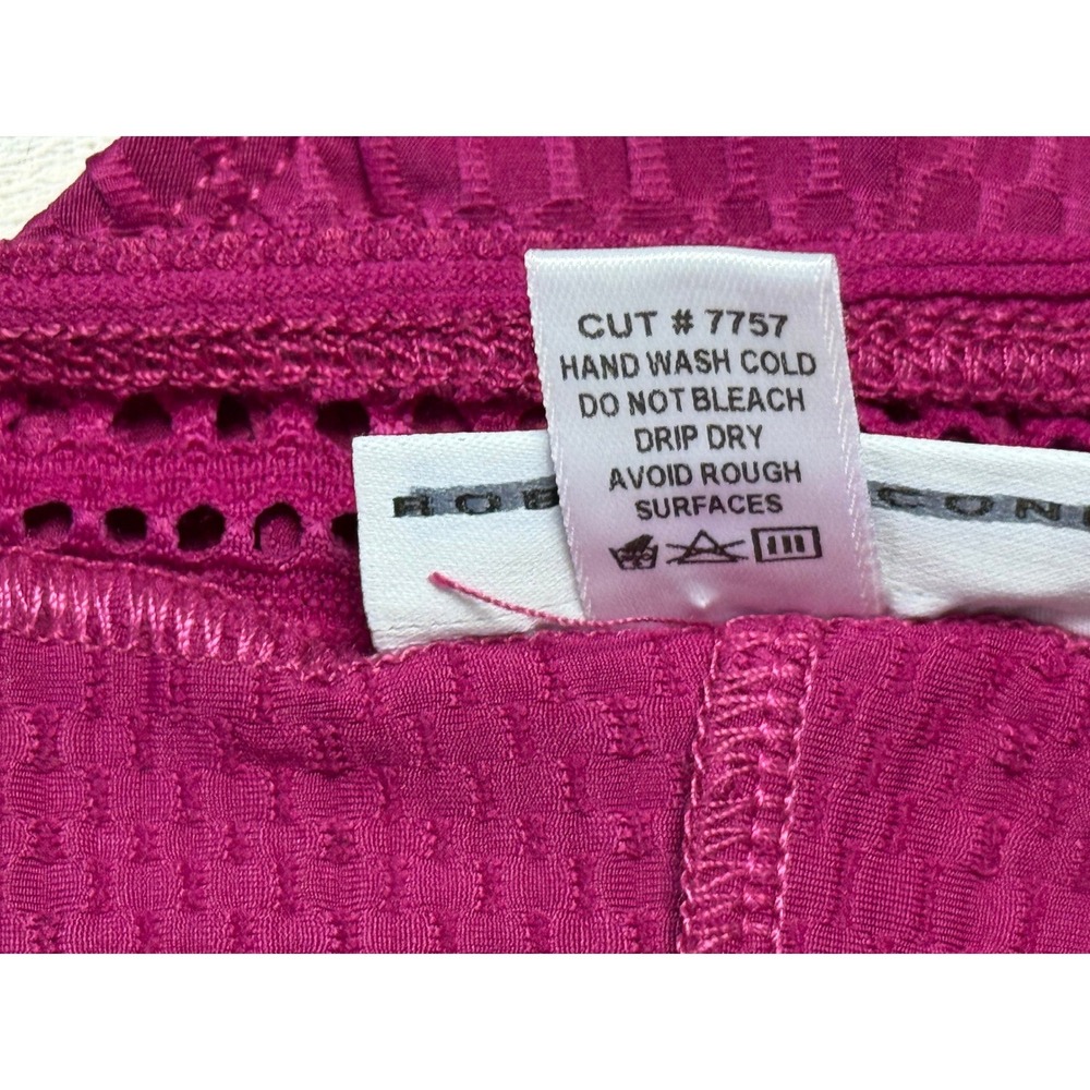 Robin Piccone Bikini Bottom Women Large Magenta Textured Perla Crochet - Picture 4 of 7
